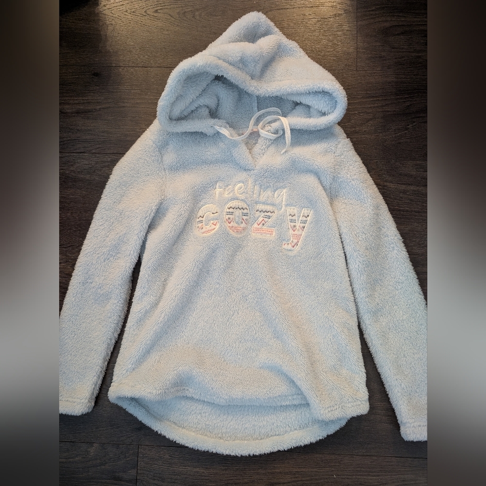 La Vie En Rose Soft Blue Hoodie Sweater